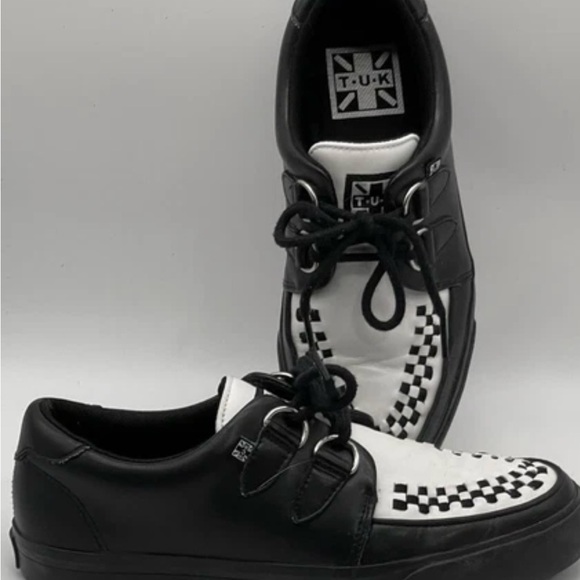 T.U.K Black & White‎ Creeper Sneakers Men/Women 5/7.5 Punk Goth Emo Checkered - Picture 6 of 10